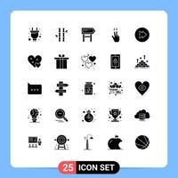 25 Universal Solid Glyphs Set for Web and Mobile Applications multimedia down natural gesture motivation Editable Vector Design Elements