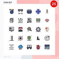 Filled line Flat Color Pack of 25 Universal Symbols of laser mainframe pc datacenter computing Editable Vector Design Elements