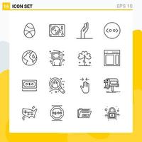 Collection of 16 Universal Line Icons Icon Set for Web and Mobile vector
