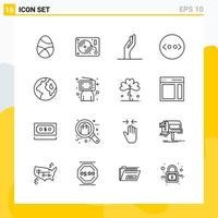 Collection of 16 Universal Line Icons Icon Set for Web and Mobile vector