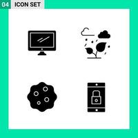 Pack of 4 Solid Style Icon Set Glyph Symbols for print Creative Signs Isolated on White Background 4 Icon Set vector