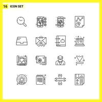 16 Outline concept for Websites Mobile and Apps mail report advertising paper data Editable Vector Design Elements