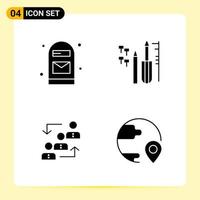 4 Creative Icons for Modern website design and responsive mobile apps 4 Glyph Symbols Signs on White Background 4 Icon Pack vector