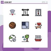 Universal Icon Symbols Group of 9 Modern Filledline Flat Colors of health view degree layout basketball Editable Vector Design Elements