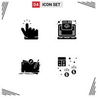 Modern Set of 4 Solid Glyphs and symbols such as click map point internet quest Editable Vector Design Elements