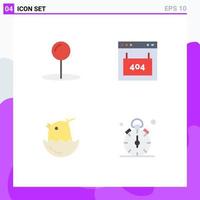 Pictogram Set of 4 Simple Flat Icons of coordinate easter browser page happy Editable Vector Design Elements