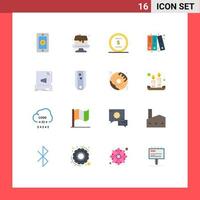 16 Universal Flat Color Signs Symbols of sound format dollar file history Editable Pack of Creative Vector Design Elements