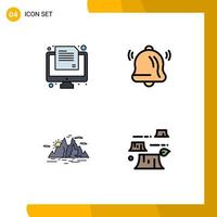 Mobile Interface Filledline Flat Color Set of 4 Pictograms of exam landscape paper notification water Editable Vector Design Elements