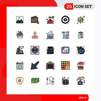 25 Universal Filled line Flat Color Signs Symbols of marketing ui agent interface browser Editable Vector Design Elements