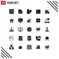 25 Universal Solid Glyphs Set for Web and Mobile Applications shipping delivery sign contract up box Editable Vector Design Elements