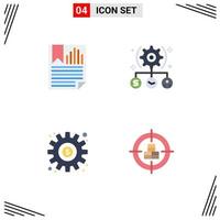 Flat Icon Pack of 4 Universal Symbols of bookmark user paper todo gear Editable Vector Design Elements