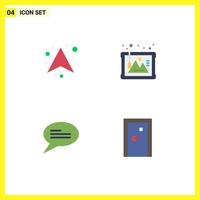 Pack of 4 creative Flat Icons of arrow conversation direction arts aperture Editable Vector Design Elements