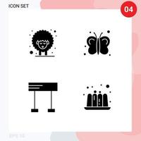 User Interface Pack of 4 Basic Solid Glyphs of easter line spring insects sport Editable Vector Design Elements