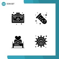 Vector Pack of 4 Glyph Symbols Solid Style Icon Set on White Background for Web and Mobile