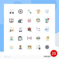 25 User Interface Flat Color Pack of modern Signs and Symbols of hanging clothes magnifier head brian Editable Vector Design Elements