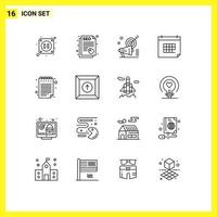 Mobile Interface Outline Set of 16 Pictograms of pad event marketing day calendar Editable Vector Design Elements