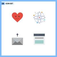 4 Universal Flat Icons Set for Web and Mobile Applications love send atom laboratory interface Editable Vector Design Elements