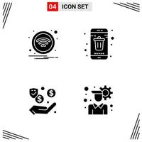 4 Icons Solid Style Grid Based Creative Glyph Symbols for Website Design Simple Solid Icon Signs Isolated on White Background 4 Icon Set vector