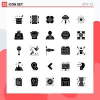 Collection of 25 Vector Icons in solid style Modern Glyph Symbols for Web and Mobile Solid Icon Sign Isolated on White Background 25 Icons