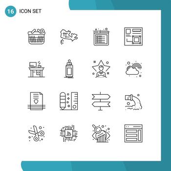 paquete de 16 esquemas creativos de elementos de diseño de vectores editables del navegador digital de internet de la computadora portátil