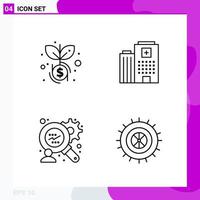 Line Icon set Pack of 4 Outline Icons isolated on White Background for Web Print and Mobile vector