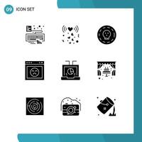 Modern Set of 9 Solid Glyphs and symbols such as data website coin page browser Editable Vector Design Elements