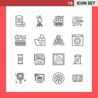 16 Icon Pack Line Style Outline Symbols on White Background Simple Signs for general designing vector