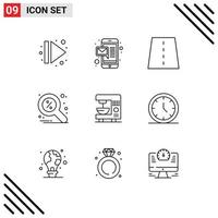 Outline Pack of 9 Universal Symbols of electric search construction magnifier discount Editable Vector Design Elements