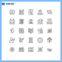 25 Universal Lines Set for Web and Mobile Applications poker computer search search mouse Editable Vector Design Elements