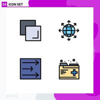 User Interface Pack of 4 Basic Filledline Flat Colors of copy wind connection world health Editable Vector Design Elements