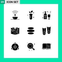 Universal Icon Symbols Group of 9 Modern Solid Glyphs of e dinar graduate science education glass Editable Vector Design Elements