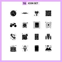 paquete de iconos vectoriales de stock de 16 signos de línea y símbolos para el patrón laberinto hombres mapa corazón elementos de diseño vectorial editables vector