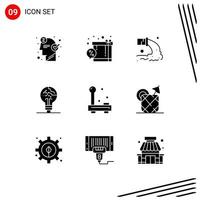 Editable Vector Line Pack of 9 Simple Solid Glyphs of fake copycat shopping concept sewage Editable Vector Design Elements