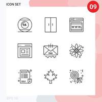 Stock Vector Icon Pack of 9 Line Signs and Symbols for contact user wardrobe interface communication Editable Vector Design Elements