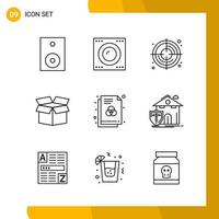 9 Icon Set Line Style Icon Pack Outline Symbols isolated on White Backgound for Responsive Website Designing vector