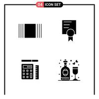 Set of 4 Solid Style Icons for web and mobile Glyph Symbols for print Solid Icon Signs Isolated on White Background 4 Icon Set vector