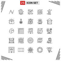 25 Icons Line Style Grid Based Creative Outline Symbols for Website Design Simple Line Icon Signs Isolated on White Background 25 Icon Set vector