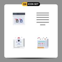 4 Universal Flat Icons Set for Web and Mobile Applications archive startup file text promote Editable Vector Design Elements