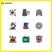 Modern Set of 9 Filledline Flat Colors Pictograph of day microscope xylophone laboratory plumbing Editable Vector Design Elements