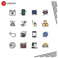 paquete de iconos de vectores de stock de 16 signos y símbolos de línea para ver el servidor en línea eye roza elementos de diseño de vectores creativos editables