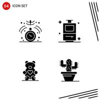 Collection of 4 Vector Icons in solid style Pixle Perfect Glyph Symbols for Web and Mobile Solid Icon Signs on White Background 4 Icons