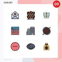 Modern Set of 9 Filledline Flat Colors and symbols such as midi hardware fence controller insect Editable Vector Design Elements