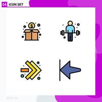 4 User Interface Filledline Flat Color Pack of modern Signs and Symbols of crowd fast forward money sport arrow Editable Vector Design Elements