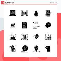 Collection of 16 Vector Icons in solid style Modern Glyph Symbols for Web and Mobile Solid Icon Sign Isolated on White Background 16 Icons