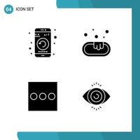 User Interface Pack of 4 Basic Solid Glyphs of application menu phone clean search Editable Vector Design Elements