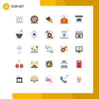 User Interface Pack of 25 Basic Flat Colors of finance banking ice cream vegetable pumpkin Editable Vector Design Elements