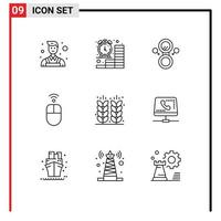 Set of 9 Modern UI Icons Symbols Signs for farming agriculture mirror wireless hardware Editable Vector Design Elements