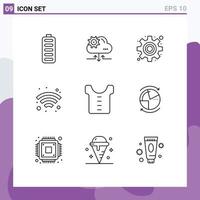 9 Thematic Vector Outlines and Editable Symbols of data clothes cog baby wifi Editable Vector Design Elements