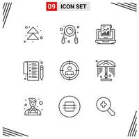 9 Icons Line Style Grid Based Creative Outline Symbols for Website Design Simple Line Icon Signs Isolated on White Background 9 Icon Set vector