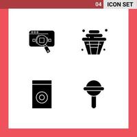 Solid Glyph Pack of 4 Universal Symbols of research sweet data web appliances Editable Vector Design Elements